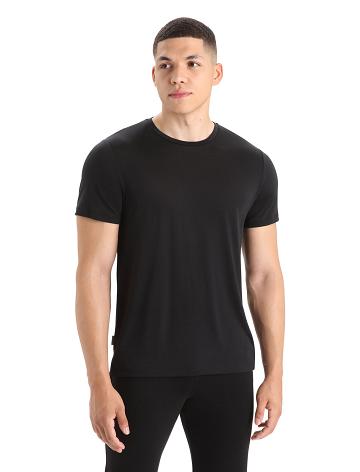 Men's Icebreaker Merino Sphere II Short Sleeve T Shirts Black | CA 1792XYUF